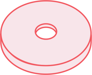 Fender washer with a small hole and large outer diameter for a wide bearing surface