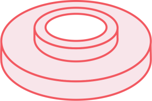 Shoulder washer with a raised collar that insulates and centers a fastener in a hole