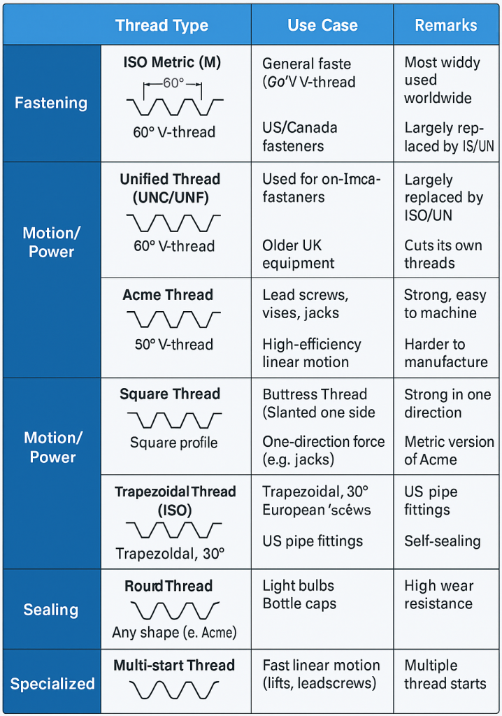 type of screw threads