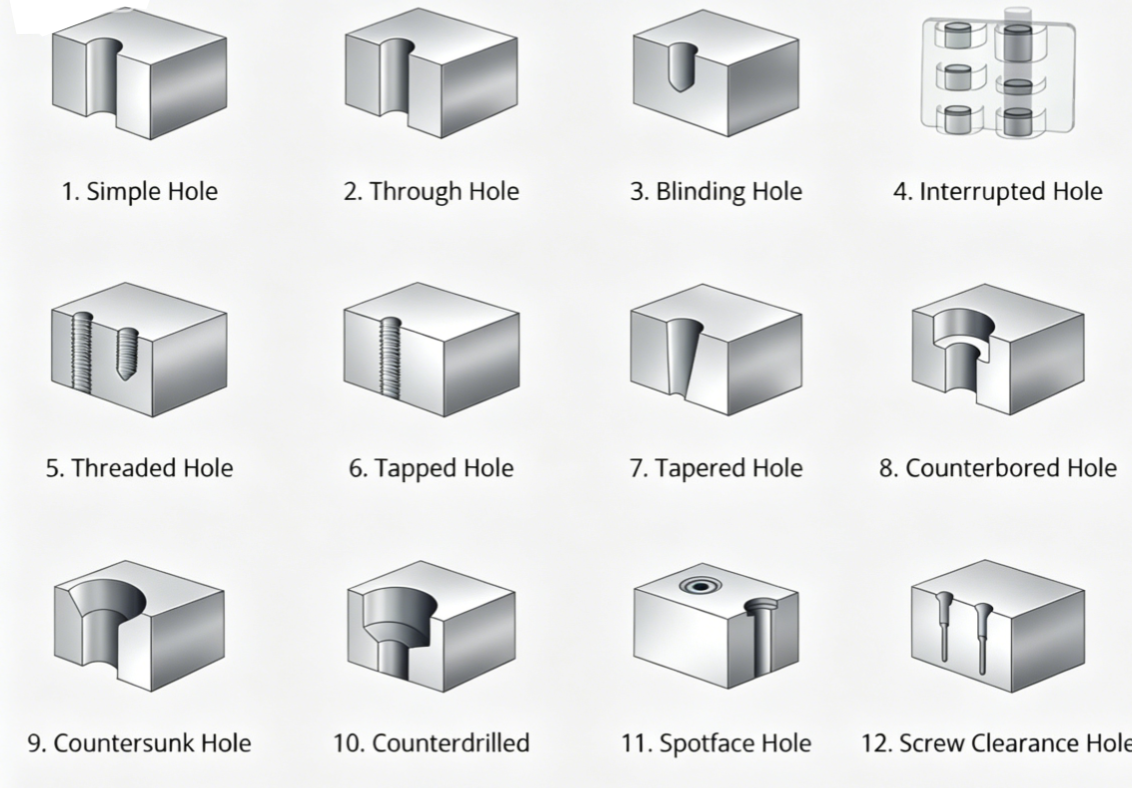 types of holes