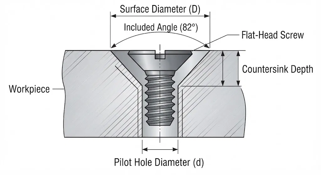 Three parameters define a countersink hole