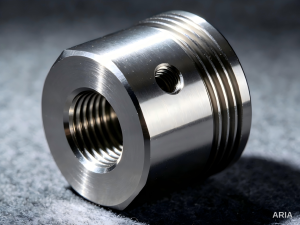 Precision machined steel part with a threaded hole and side port, finished using an end mill