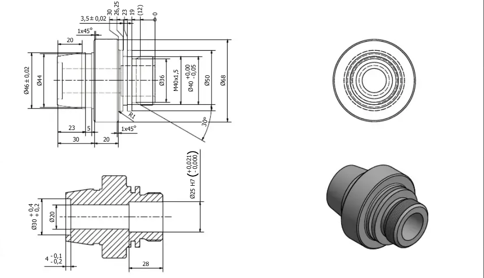CNC Turning 3D drawing