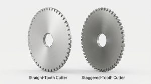 Comparison of a straight-tooth side milling cutter and a staggered-tooth side milling cutter