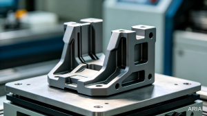 Machined aluminium bracket showing multiple closed pockets with square corners