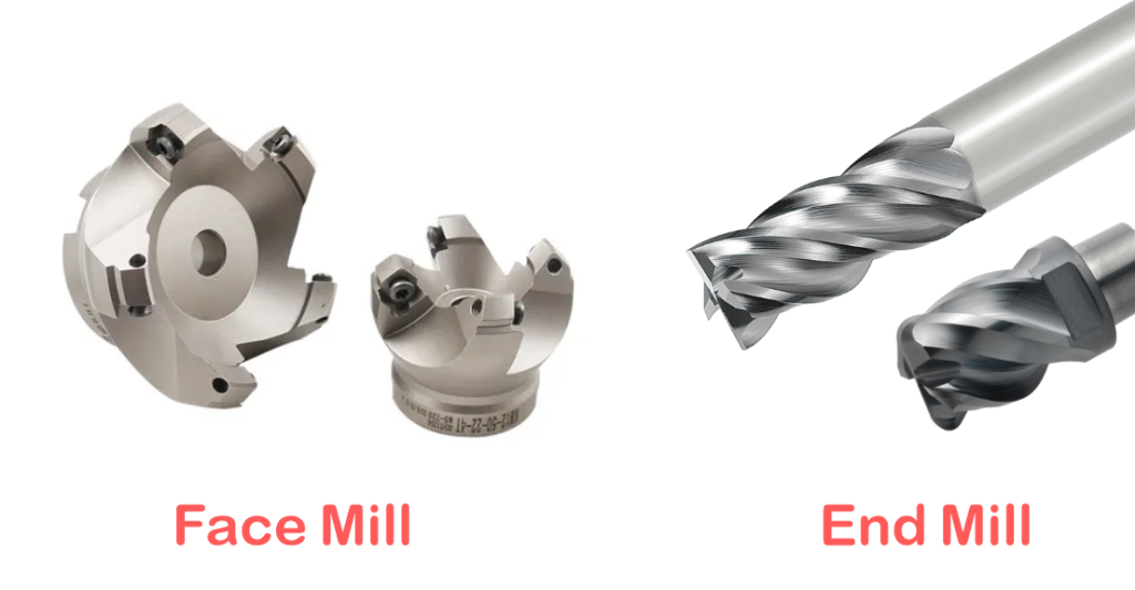 Face mill vs end mill: indexable face milling cutters with carbide inserts compared with solid carbide end mills