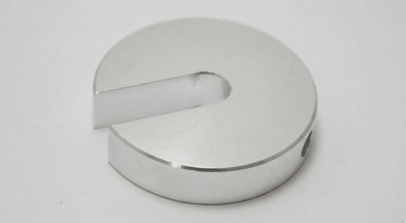 Natural clear anodized aluminum part with a silver matte finish